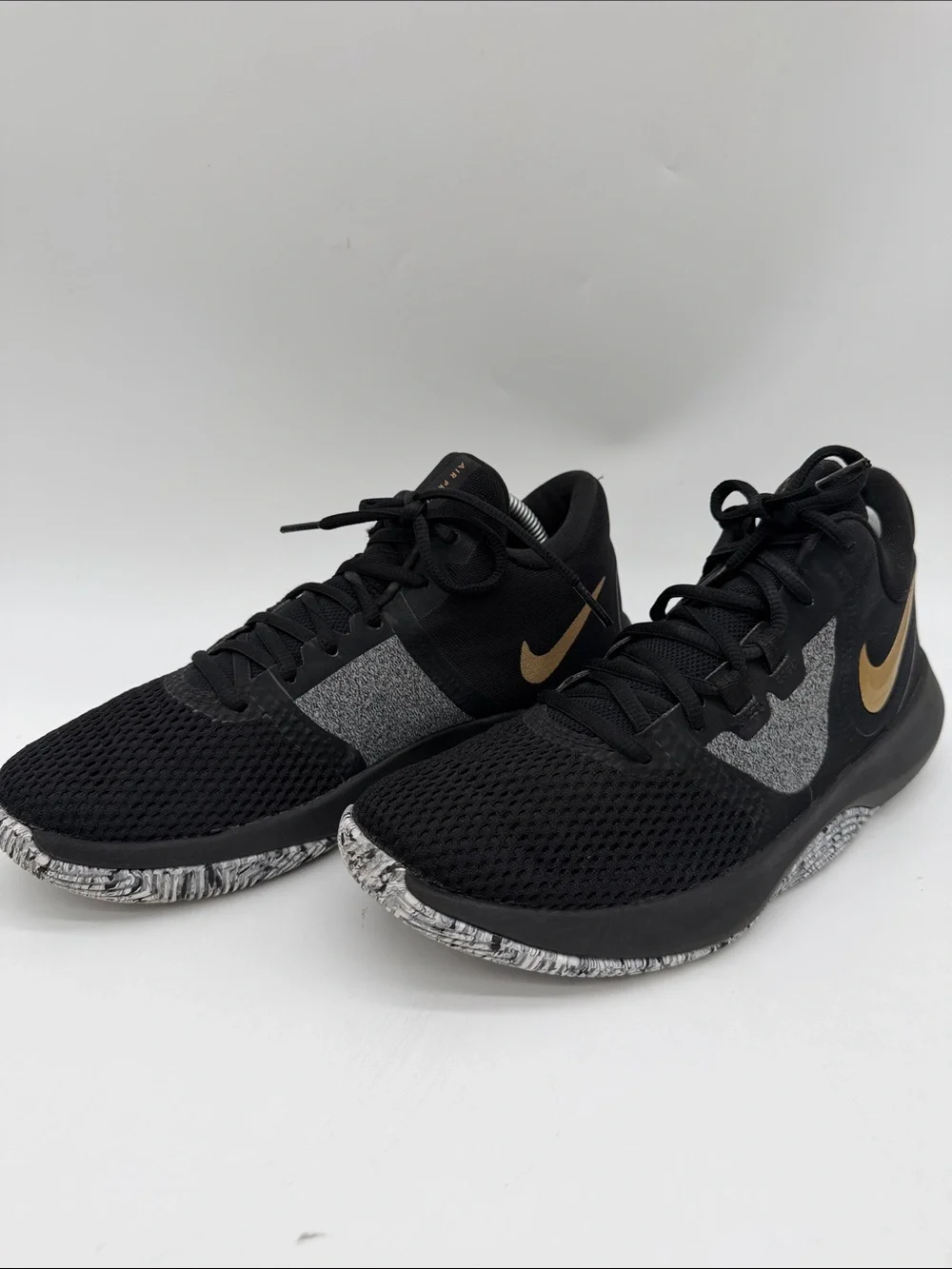 NIKE Air Precision II NBK Black/Metallic Gold B-Ball Trainer Mens 7.5 AA706-090